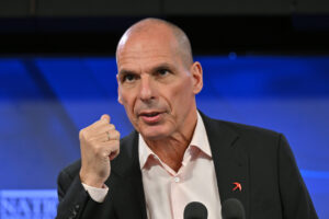 Economist and Greece’s former finance minister Yanis Varoufakis at the National Press Club in Canberra, Wednesday, March 13, 2024. (AAP Image/Mick Tsikas) NO ARCHIVING